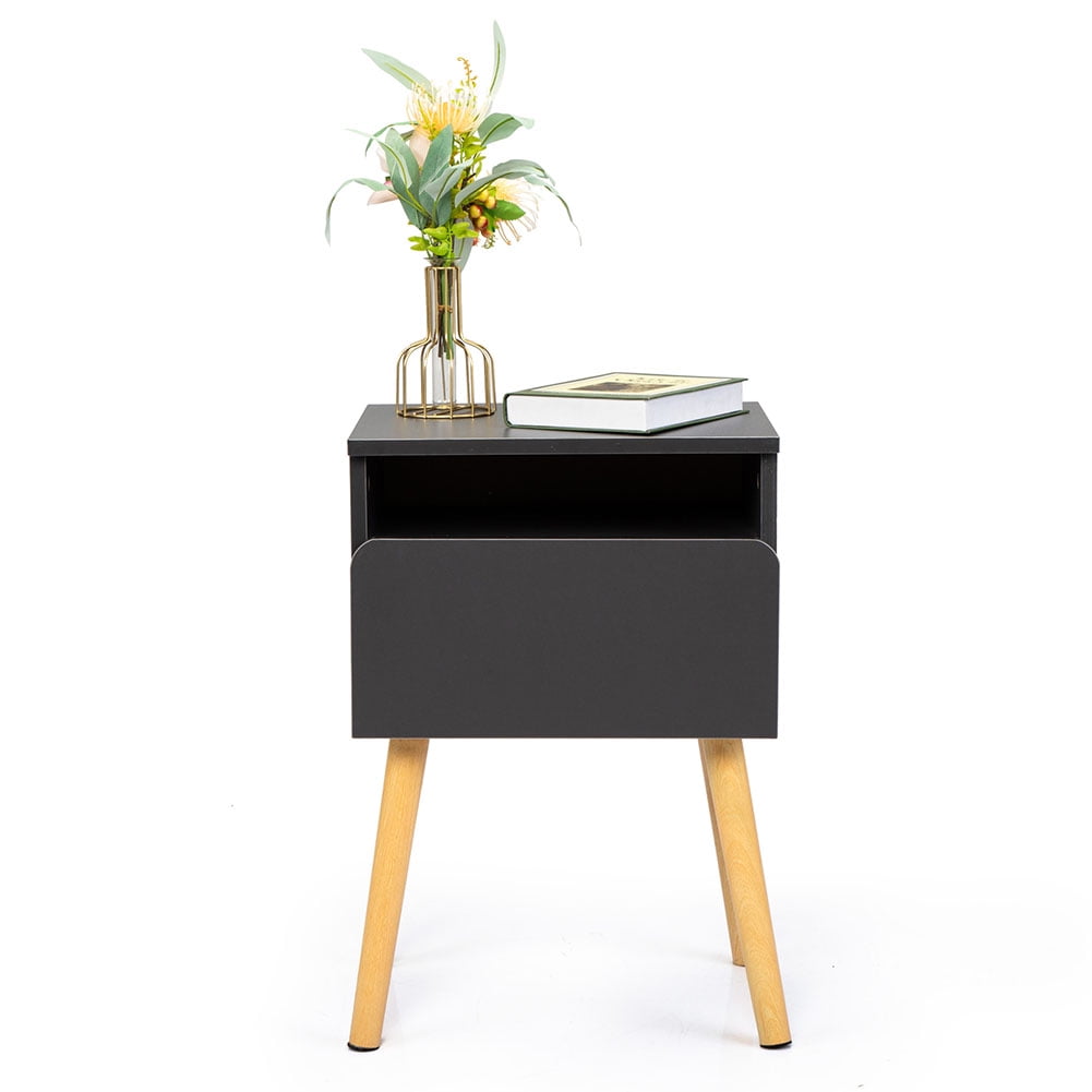 Private Jungle Nightstand with Drawer, Natural Wood Sofa Side End Table Bedside Night Stand with 4 Pine Legs,Gray Private Jungle Nightstand with Drawer, Natural Wood Sofa Side End Table Bedside Night Stand with 4 Pine Legs,Gray