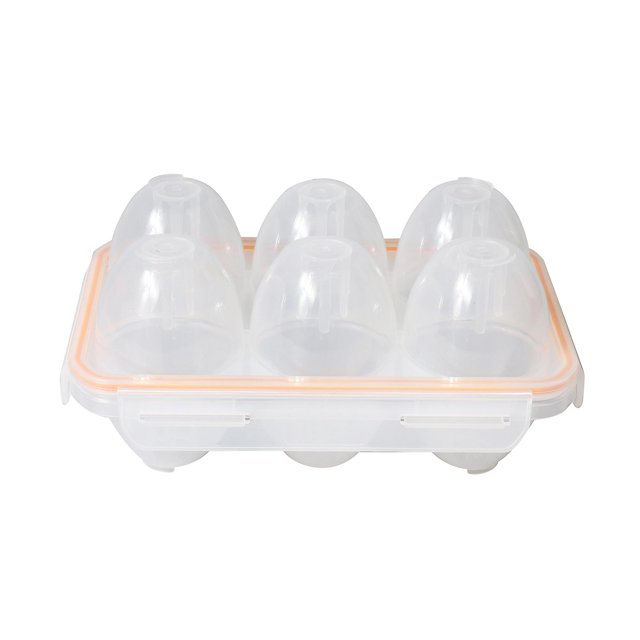 Estuche portátil para 6 huevos para acampar, a prueba de golpes y fugas, transparente