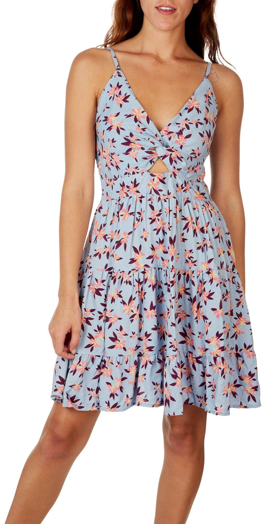 Angie Juniors Print Front Twist Cut Out Sleeveless Dress Small Blue multi -  Walmart.com