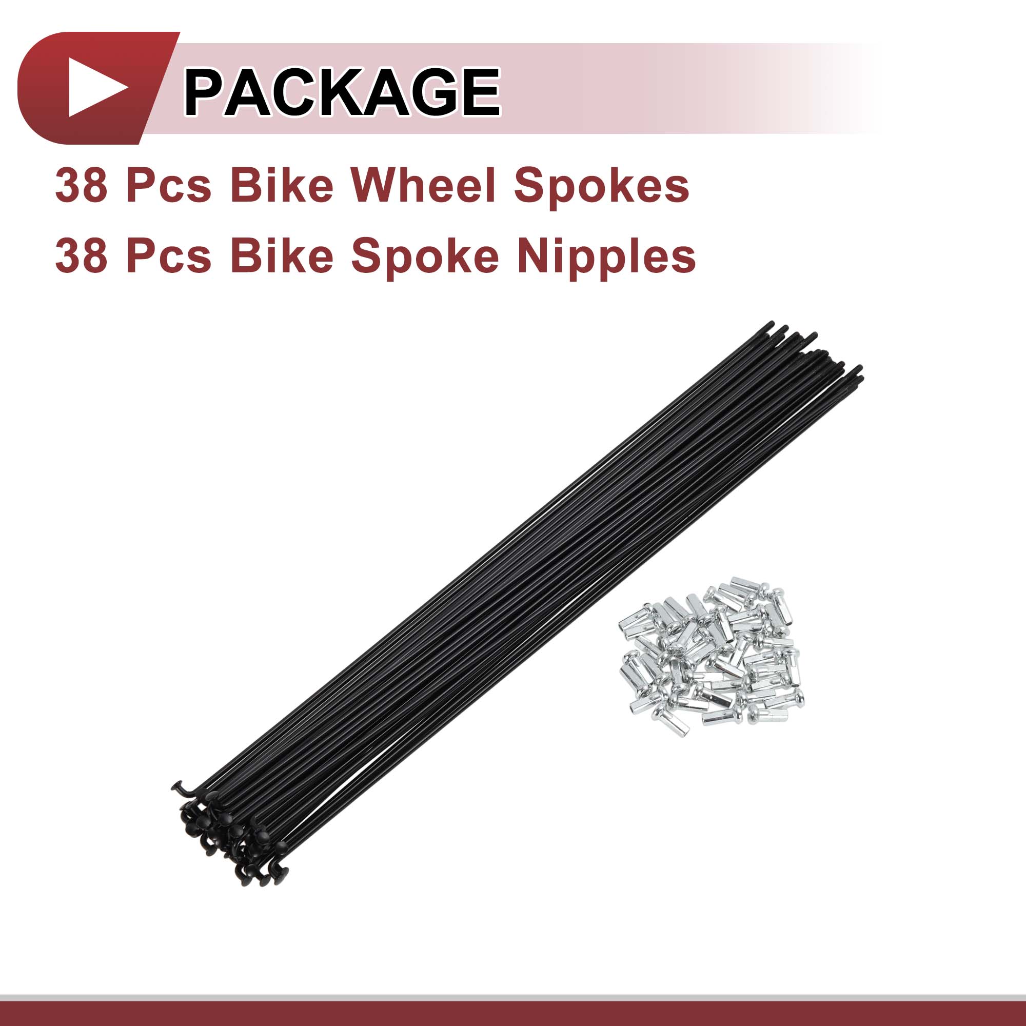 Unique Bargains 38Pcs 14G Bicycle Bike Wheel Spoke Carbon Steel Black 10.28"