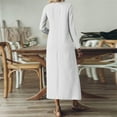 thumbnail image 5 of Miluxas Linen Dresses for Women Long Sleeve Elegant Flowy Plus Size Long Sleeve Dress Loose Maxi Sundress White XL(XL), 5 of 9