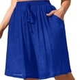 thumbnail image 5 of oelaio Baggy Shorts for Women Trendy 2026 Summer Cotton Linen Gauze Wide Leg Shorts Drawstring Casual Beach Shorts Blue XXXL, 5 of 5