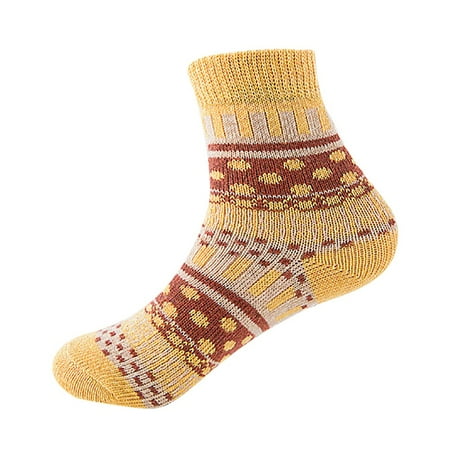 

5 pairs Womens Vintage Winter Soft Warm Thick Cold Knit Wool Crew Socks Dot Print womens socks Color random