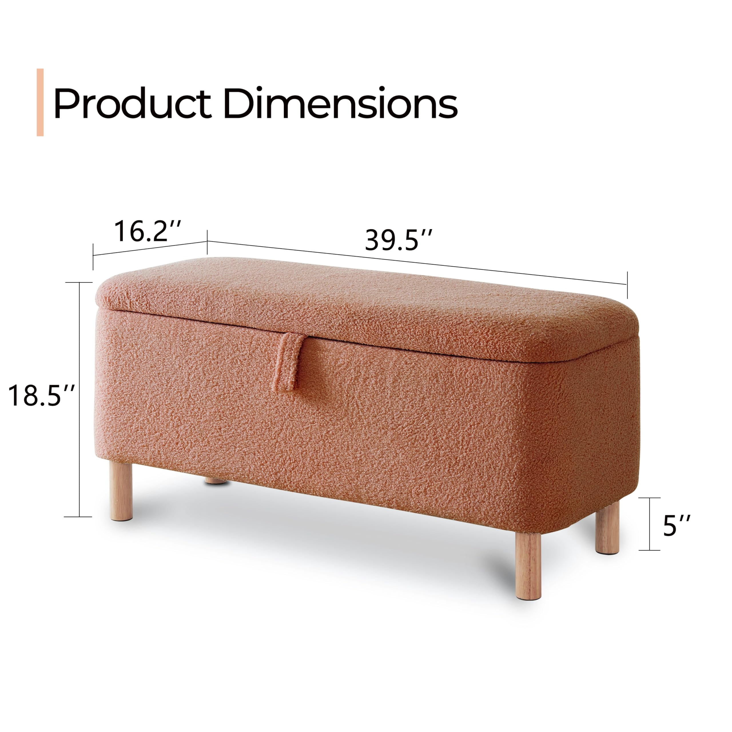 Comfort Stretch 39.3" Length Storage Ottoman Bench for Living Room,Brown Bedroom Bench with Entryway Storage Rectangular Boucle Foot Rest Stool Padded Seat