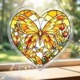 thumbnail image 5 of Yangka Heart Shaped Yellow Orange Butterfly Acrylic Puzzle Suncatcher, Floral Stained Glass Effect Window Hanging, Cheerful Home Decor, 5 of 5