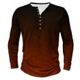 thumbnail image 2 of Mens Big & Tall T Shirts Plus Size S-5X Long Sleeve Button Crewneck Tees Tops Pullover Gradient Printed Breathable Athletic Workout Tshirts Shirt, 2 of 4