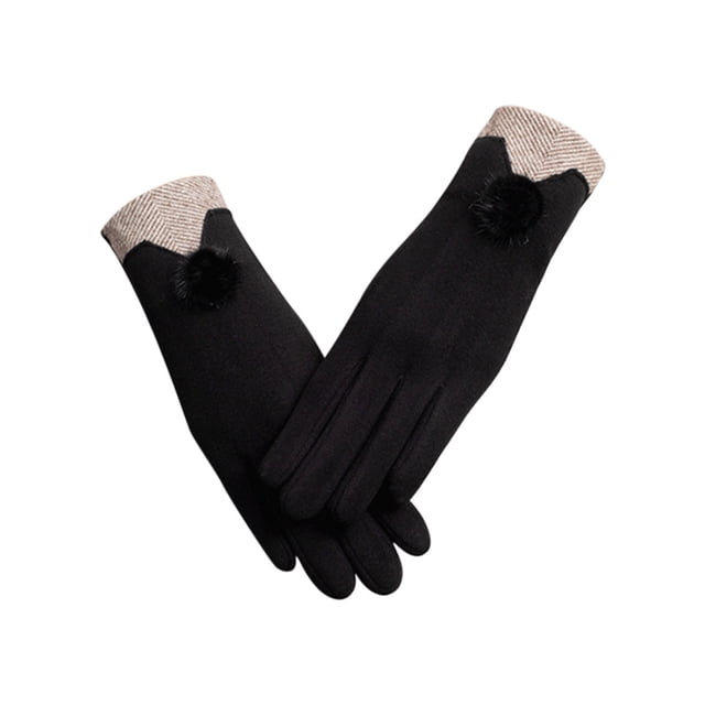 Guantes de conducción de lana aterciopelada y cálida, antideslizantes, suaves al tacto, para mujer, para oficina, viajes, uso diario, forro polar, negros, estilo invernal.,Vsgery