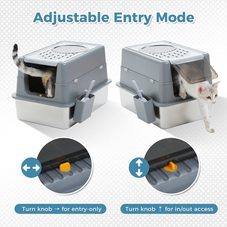 Pawz Road 304 Stainless Steel Litter Box with Flip-Top Lid photo 6