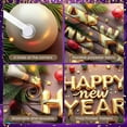 thumbnail image 4 of Gold Foil Happy New Year Banner Balloon Design New Year Display Colorful Ornaments Pine Branches Holiday Backdrop for New Year Party Christmas Celebration Indoor Decoration, 4 of 9