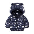 thumbnail image 2 of KYAIGUO Baby Girls Boys Bear Ears Hooded Fleece Outerwear Jackets Cute Print Toddler Cotton Outerwear Lightweight Kids Zipper Coat for 9M-5Y, 2 of 9