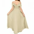 thumbnail image 2 of V Neck Junior Bridesmaid Dresses Long Off-Shoulder Chiffon Flower Girl Dress for Teen Girls Party Pageant Gowns-Champagne-4Y, 2 of 9