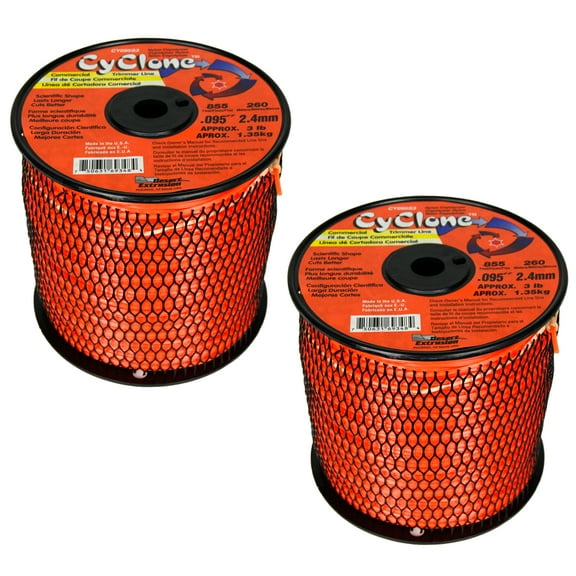 Cyclone CY095S3 0.095" x 855' Commercial String Trimmer Line Orange, Made in USA (2-Pack)