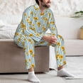thumbnail image 5 of Salouo Blue White Striped Sunflower Print Button-Front Long Sleeve Pajama Set for Men, Soft 2Pjs Men's Long Sleeve Sleepwear -X-Large, 5 of 7