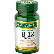 "4 Pack - Natures Bounty B-12 500 mcg, 100 Quick Dissolve Tablets Each"