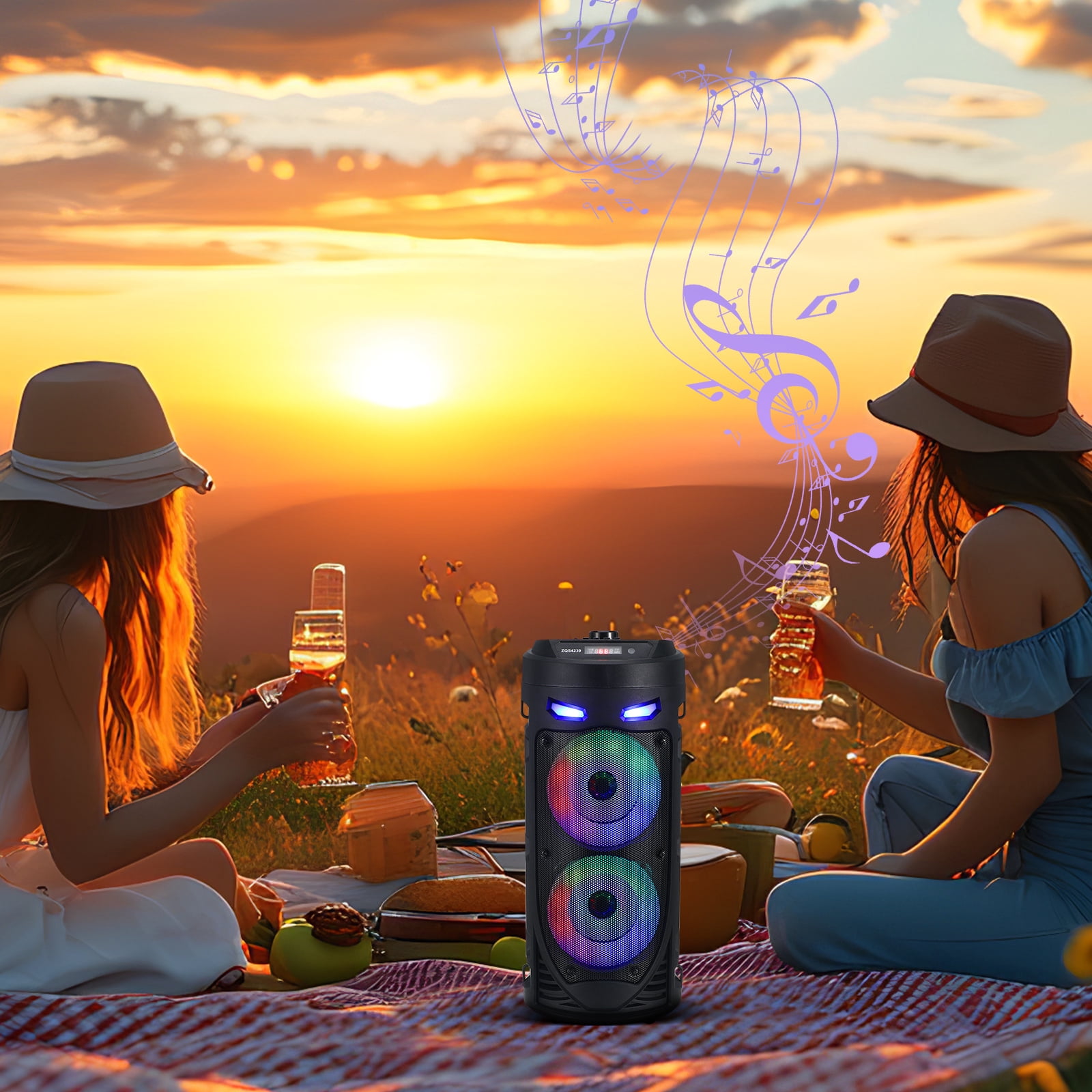 Wireless Speaker For Party Outdoor Speaker Black Portable Stereo Sound for Backyard BBQ 1Pcs
