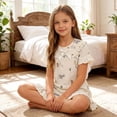 thumbnail image 4 of Robe de Nuit pour Filles, Manches Courtes, Col Rabattu, Imprimé d'Été, Tenue d'Intérieur, Chemise de Nuit pour Tout-Petit, 4 of 7