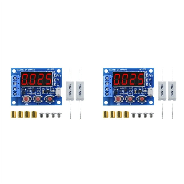 2X Medidor de Capacidad de Batería de 1,2 V-12 V, Analizador de Prueba de Descarga, Medidor de Capacidad de Batería de Plomo Y ácido de Litio 18650