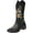 Black, variant on Cowboy Boots for Women's Mid Calf Cowgirl Western Shoes Sunflower Embroidery Stitched Square Toe Low Heel Ankle Boot