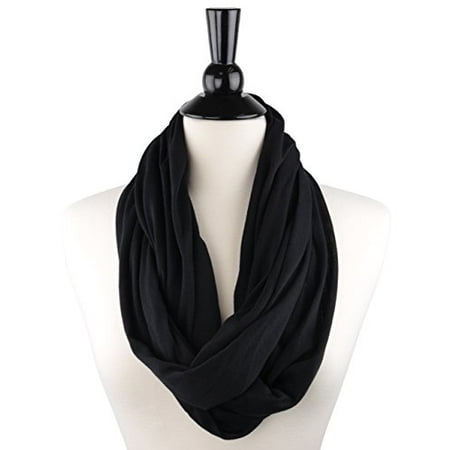 Womens Fashion Infinity Scarf - Pop Fashion Womens Infinity Scarf with Zipper Pocket & Pattern Print