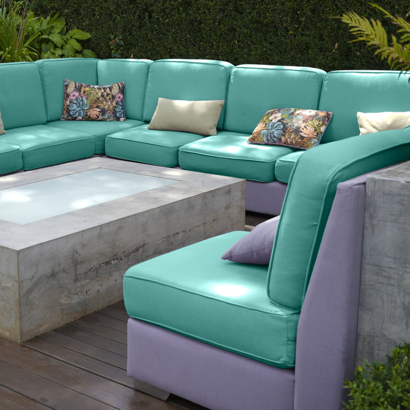 60x60cm Outdoor Sofa Seat Cushion - Waterproof Patio Furniture Cover, Rattan Chair Pad, Polyester Fabric, for Garden/Balcony, UV-Resistant Decor Pillow, F