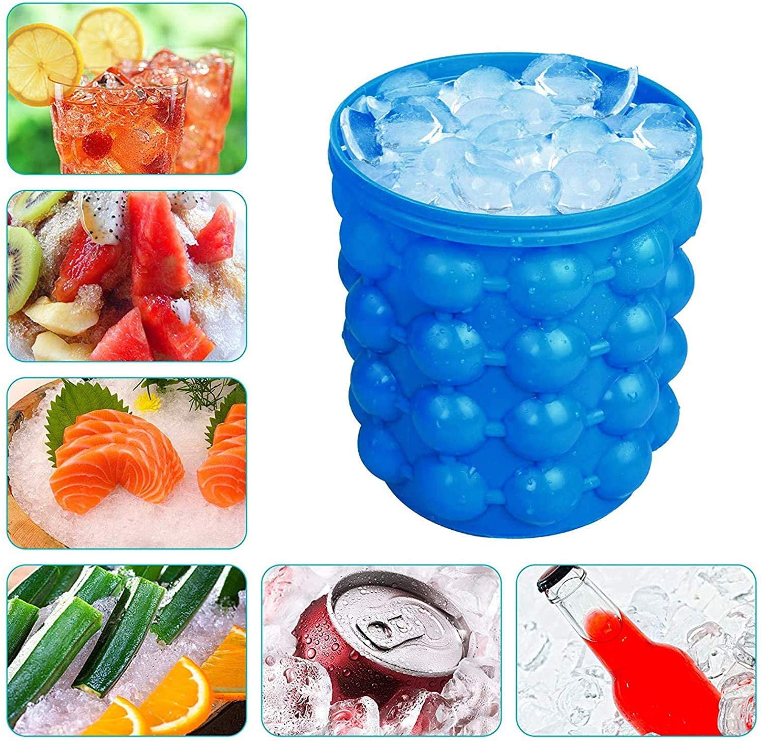 Ice Genie Deluxe Ice Cube Maker Tray 180 Cube Capacity Silicone Tongs Included 