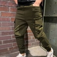 thumbnail image 4 of Vedolay Pants For Men Men's Baggy Cargo Pants Casual Loose Fit Wide Leg Pants with Elastic Drawstring Waist,Army Green 3XL, 4 of 5
