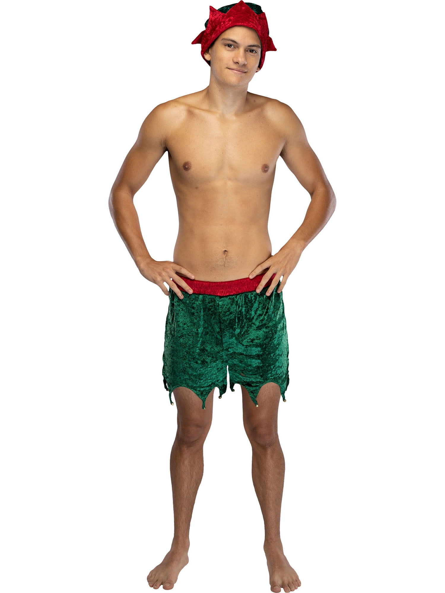 Mens' Elf Boxer Shorts w/ Hat Crushed Velvet Underwear