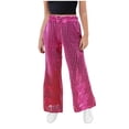 thumbnail image 2 of Delliss Kids Girls Sequin Flare Pants Sparkly Sequins Dance Pants Wide Leg Flared Trousers Hip Hop Jazz Disco Performance Costume, 2 of 4