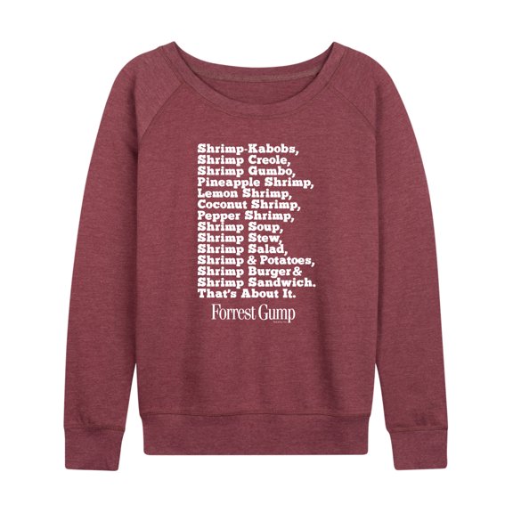 Forrest Gump - Bubbas Shrimp List - Women's Lightweight French Terry Long Sleeve Shirt