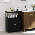 thumbnail image 2 of Costway Bathroom Floor Cabinet Freestanding Storage Organizer with 2 Doors Open Compartment Black, 2 of 10
