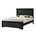 thumbnail image 2 of 3Pc Black Finish Full Size Panel Upholstered Button Tufted Headboard Bed Nightstand Set Wooden Bedroom Furniture, 2 of 4