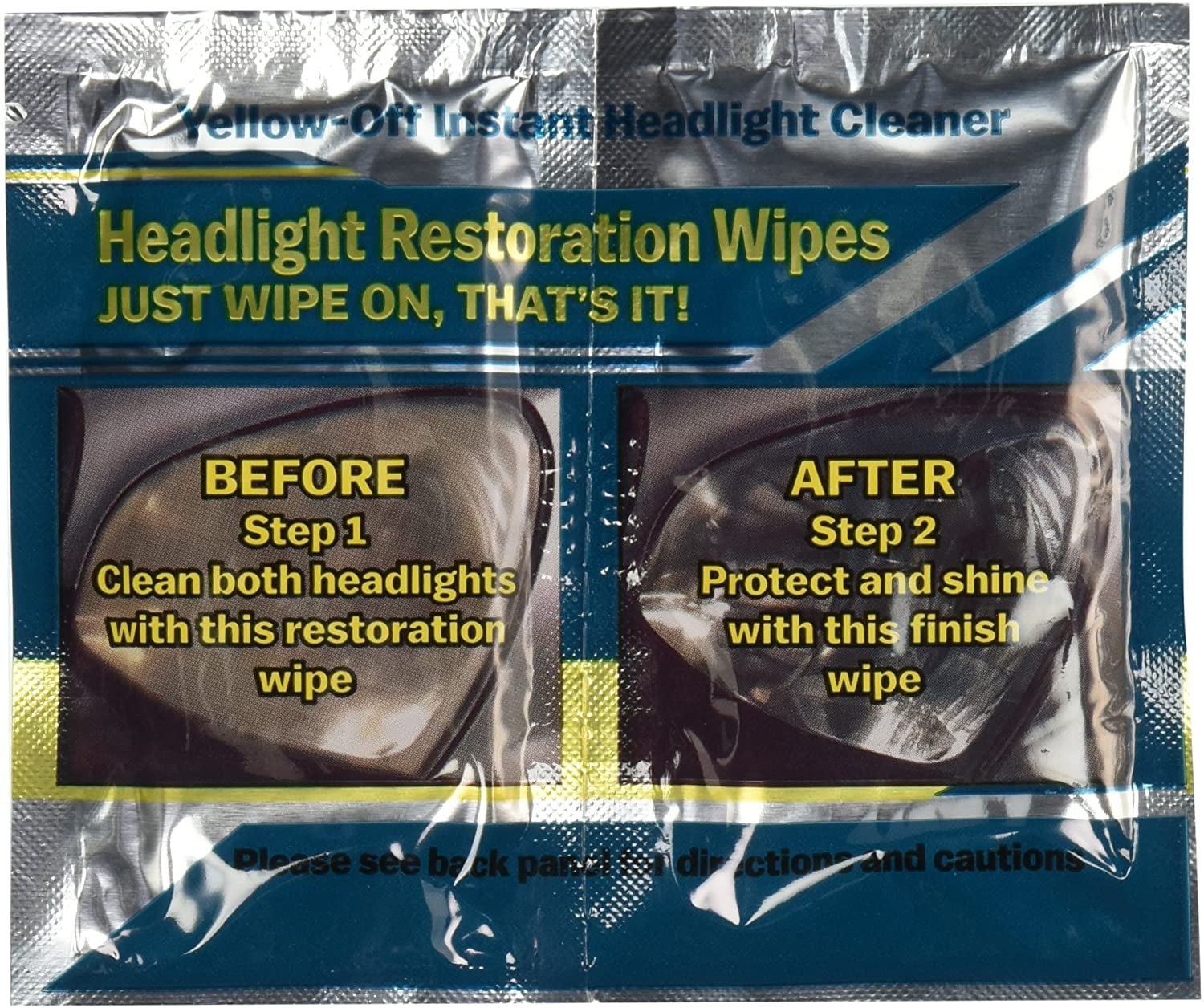 Yellow Off Headlight Cleaner Multi Wipe Set, 3 Sets of Wipes Walmart