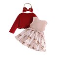 thumbnail image 2 of iiniim Infant Baby Girls Santa Claus 3pcs Christmas Outfit Set Newborn Dresses Pink 12-18M, 2 of 7