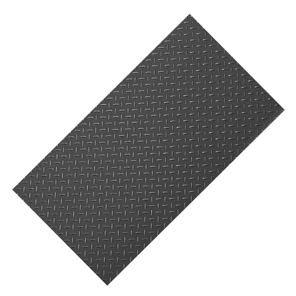 KFFKFF Garage Floor Mat, 4 x 10 ft PVC Flooring Roll, 2.2 mm Thick Diamond Plate Protector with Double-Sided Tape, Non-Slip and Easy to Maintain for Garages, Warehouses, Gyms, and Trailers, Black