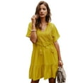 thumbnail image 6 of Summer Dresses for Women Lace Stitching Solid Color V-Neck Temperament Lady Dress, 6 of 6