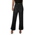 thumbnail image 6 of VERUGU Trousers Women Casual High Waist Straight Leg Wide Leg Pants Loose Draping Pants Sequins Party Clothes Black M, 6 of 7
