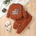 thumbnail image 2 of Linfrsh Toddler Baby Boy Outfit Long Sleeve Embroidery Crewneck Sweatshirt Pants Two Piece Clothes, 2 of 9