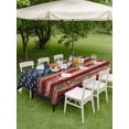 thumbnail image 5 of 60x84 Inch Outdoor Tablecloth with Umbrella Hole Zipper Rectangle Vintage American Flag Rectangular Tablecloths Outside Waterproof Retro Red Blue Flag Patio Table Cloth Cover for Picnic Party, 5 of 8