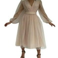 thumbnail image 1 of Robe de Soirée Formelle pour Femmes Patchwork en Maille Manches Longues, 1 of 7