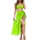 thumbnail image 1 of AQITTI - Traje de baño de tres piezas para mujer, estilo casual, con tirantes sólidos y falda de malla, 1 of 4