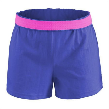 Soffe M037E4CFXLG 3 in. 7 oz Elastic Camp Short Jersey for Junior, Electric Blue & Neon Pink - Extra Large