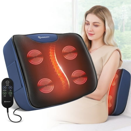 Easezen Back Massager with Heat and Vibration, Lumbar Support Pillow for Office Chair Car Sofa, Gift for Women Man