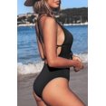 thumbnail image 4 of Cupshe Women's Black V Neck Vacation One Piece Swimsuit Lace up Monokini, m, 4 of 4