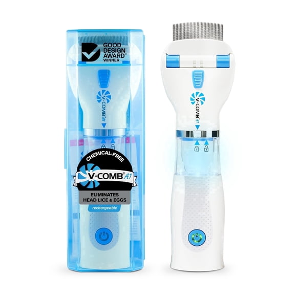 V-Comb A1 Rechargeable Lice Removal, Electric Vacuum Comb with 4 Refill Filters, Natural Solution for Children & Adults, for All Hair Types