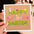 thumbnail image 6 of 3drose, Happy Easter Grass Words, Bunnies, Eggs, Chicks Flowers, Coral, 1 Greeting Card with Envelope, 6 of 6