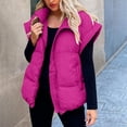 thumbnail image 2 of SNOWSONG Puffer Vest Women Women's Standing Collar Down Vest Sleeveless Zipper Hooded Jacket Winter Warm Padded Jacket Womens Vest Fall Vests for Women 2024 Coats for Women Hot Pink XL, 2 of 4