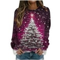 thumbnail image 2 of Ounisa Merry Christmas Sweatshirt for Women Drop Shoulder Long Sleeve Christmas Tree Pullover Lightweight Shirt, 2 of 5