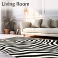 thumbnail image 2 of ODIKA 5'x7' Machine Washable Non-Slip Area Rug, Zebra Stripe Shag Contemporary Design High Traffic Rug, Black, 660181, 2 of 7