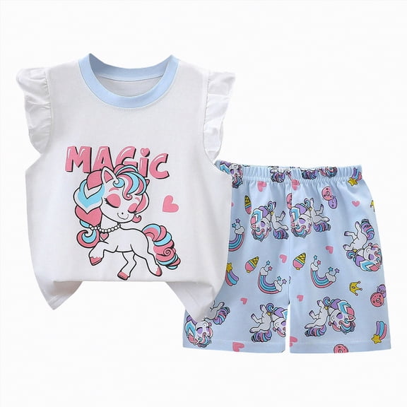 Toddler Boys and Girls Tank Top and Shorts Cotton 2 Piece Athletic Outfit Blue 4-5 Years