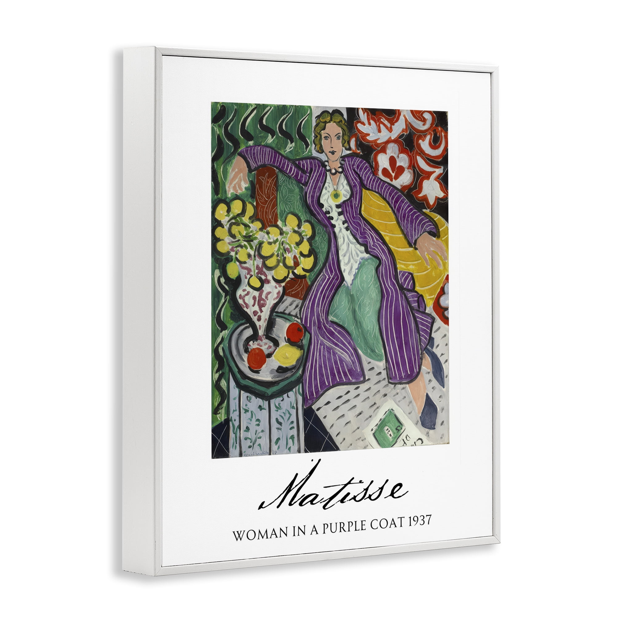 Stupell Industries Matisse Woman In Purple Coat White Framed Giclee Art, design by Vintage Hustle